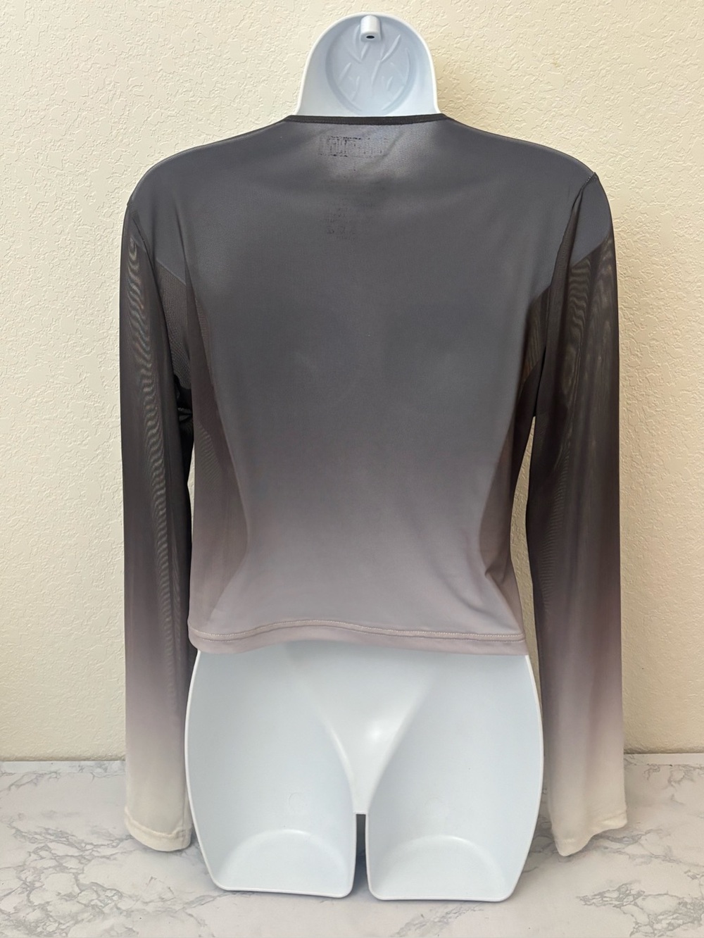 Thirty Single Long Sleeve Semi Sheer Top Women’s L Love Heart Y2K Gray - Picture 6 of 8